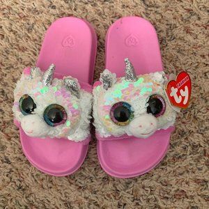 TY Unicorn sequin flip flops